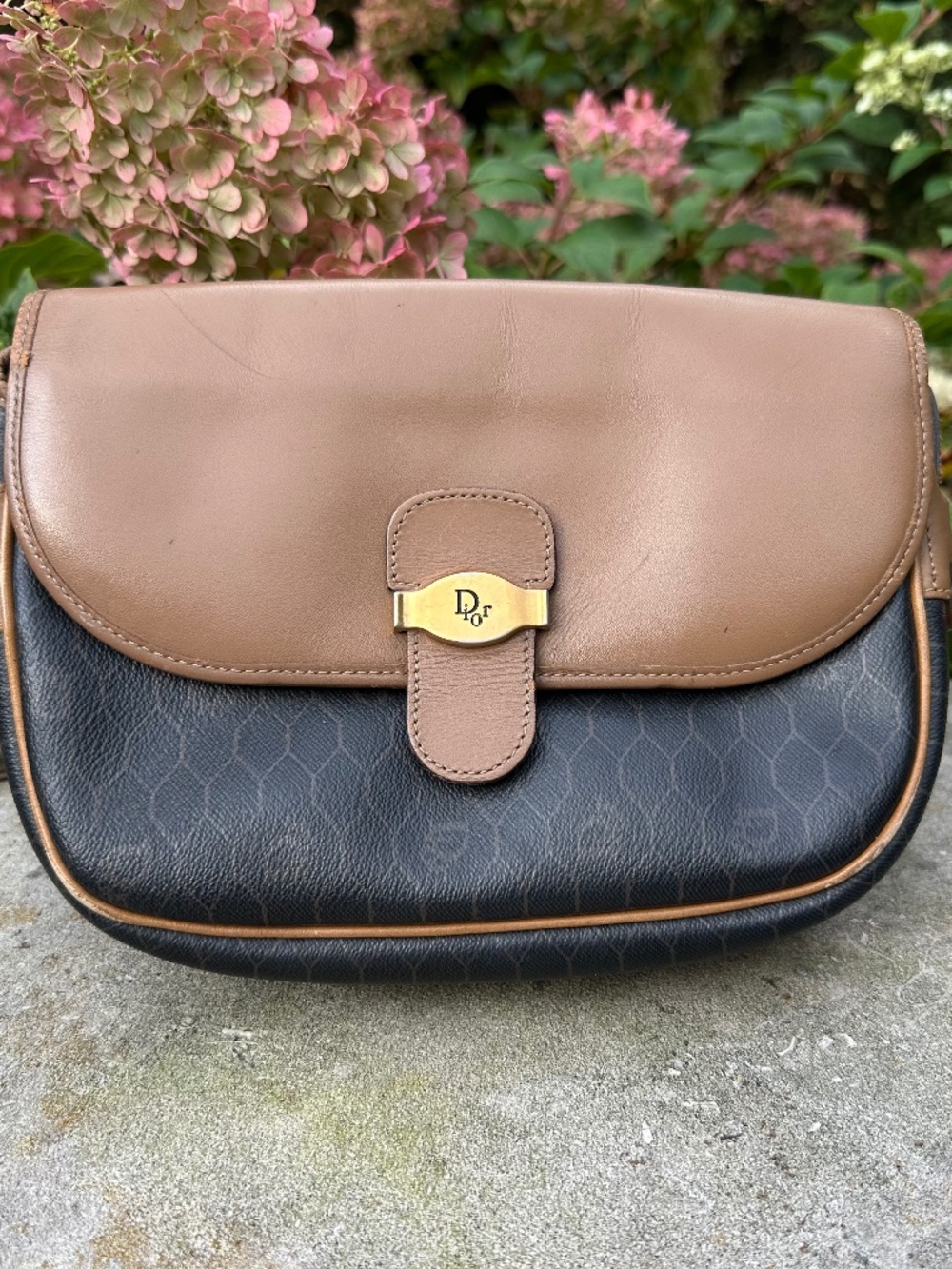 Christian Dior 1980s Monogram Leather and Canvas Crossbody Bag